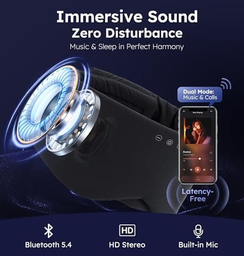 Luxury Bluetooth 5.4 Sleep Mask for Adults - Ice Fiber Cooling & HD Sound, 100% Light Blocking Adjustable Eye Cover for Travel & Side Sleepers - Soft Sleep Headphones with 10H Playtime