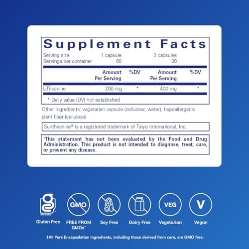 Pure Encapsulations L-Theanine - Amino Acid Supplement to Support Relaxation, Stress & Nervous System - 60 Capsules