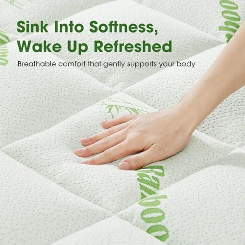 Mattress Pad Full Size, Cooling Pillow Top Mattress Topper, Ultra Soft Viscose Made from Bamboo, Breathable for Hot Sleepers, Deep Pocket 8"-20", Green