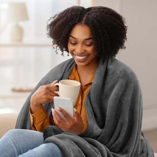 Utopia Bedding Fleece Blanket Queen Size Grey (90x90 Inches) Ultra Soft Warm Lightweight Microfiber Breathable Anti-Static Cozy Bed Blanket, All-Season Home Decor Gift for Men & Women