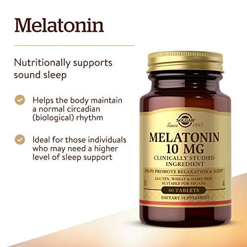 Solgar Melatonin 10 mg Clinically Studied Ingredient, Helps Promote Relaxation & Sleep, Suitable for Vegans, 60 Tablets