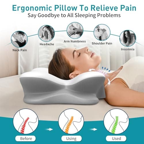 Besyodo Cervical Pillow for Neck Pain Relief - Ergonomic Neck Pillow for Sleeping, Contour Memory Foam Pillows Side Sleeper Pillow for Neck Support, Bed Pillow for Back Stomach Sleepers