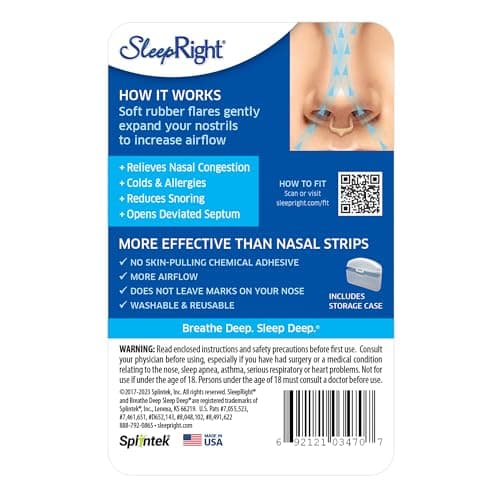 SleepRight Intra-Nasal Breathe Aids Breathing Aids for Sleep Nasal Dilator Snore Reducer - 2 Pack (4 Count)