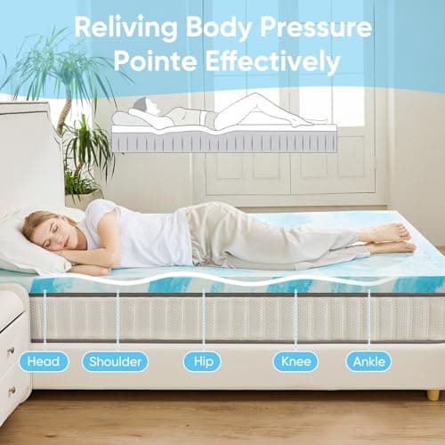 OLIXIS Gel Memory Foam Mattress Topper, Full 2 Inch, Cooling Gel Infused Soft Comfy Breathable, Pressure-Relieving, CertiPUR-US Certified