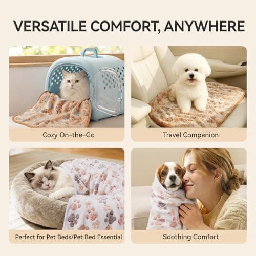 LINENLUX 1 Pack 3 Blankets Super Soft Fluffy Premium Fleece Dog Blankets for Puppy Cat Pet Blanket Flannel Throw Warm Sleep Dog Paw 23x16 inches