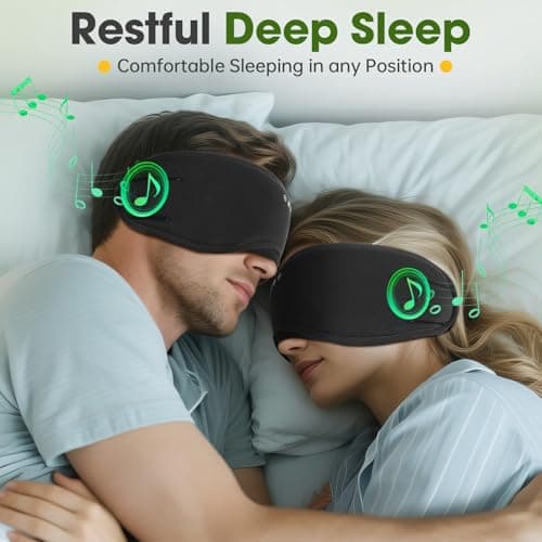Sleep Headphones with Bluetooth 5.4 Sleep Mask, Bamboo Cotton Music Wireless Bluetooth Eye Mask for Sleeping, Earphones HD Speaker Microphone for Travel, Gifts for Men Women, Green