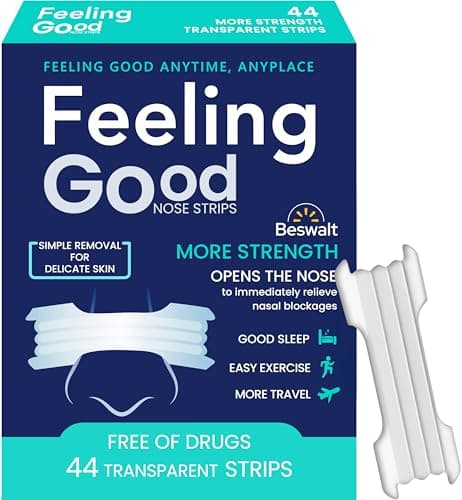 Breathe Nasal Strips | 44 Strong Clear Nose Extra Strength for Men and Women | Stop Solution Sensitive Skin Better Sleeping Aid Passage Good Inflow Rite by Beswalt (BWNS26O1)
