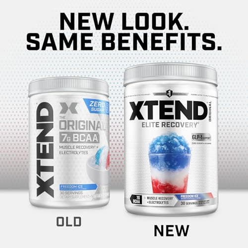 Xtend Original BCAA Powder, 7g BCAAs and 2.5g L-Glutamine for Muscle Recovery Hydration and Lean Muscle, Sugar Free Intra and Post Workout Drink with Electrolytes, Freedom Ice, 30 Servings