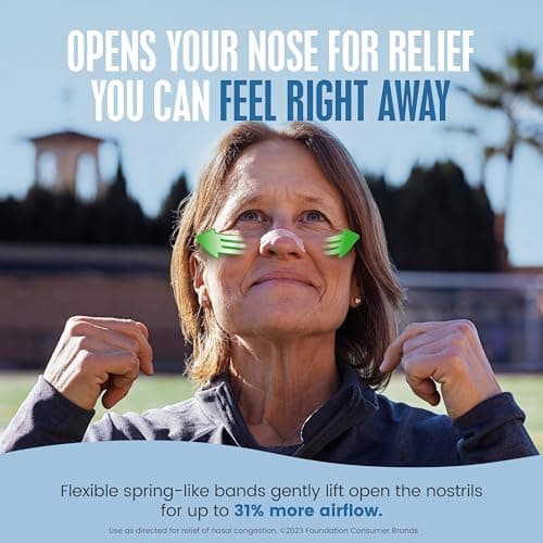 Breathe Right Nasal Strips, Extra Strength Tan Nose Strips, Drug-Free Nasal Congestion Relief for Better Breathing, Help Relieve Snoring, Caused by Colds & Allergies, Deviated Septum, 26ct