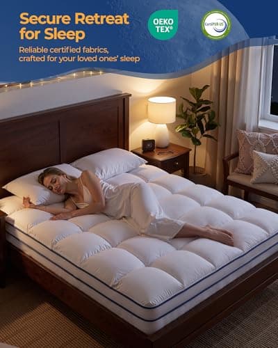 KAYFIA Full Mattress Topper,Extra Thick Mattress Pad Cover for Deep Sleep,3D+7D Snow Down Alternative Fill Overfilled Plush Pillow Top with 8-23 Inch Deep Pocket-White