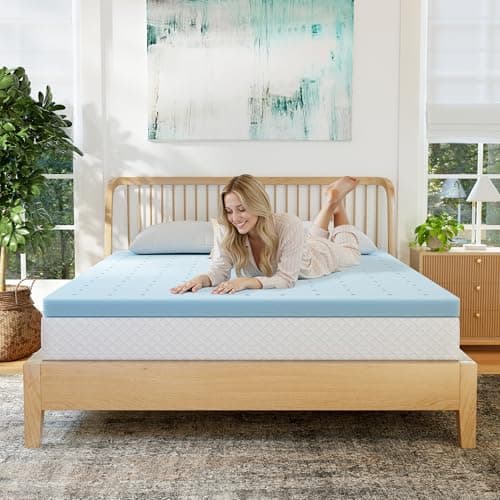 EGOHOME 2 Inch Full Memory Foam Mattress Topper, Cooling Gel Infused & Pressure Relieving Pad in a Box, Dorm Room Essentials, CertiPUR Certified, Blue