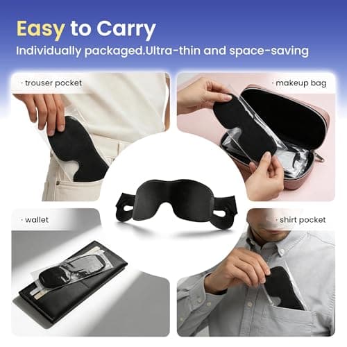 CROUVM 100 Packs Disposable Sleep Masks Bulk, Blackout Blindfolds for Men Women, Soft Eyemasks Adjustable for Sleeping Travel Yoga, Light Blocking Night Eye Mask for Party Games Team Building