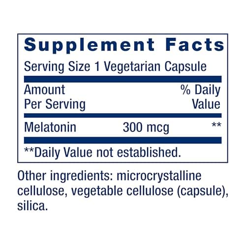 Life Extension Melatonin, 300 mcg, Gentle Sleep Support, Healthy circadian Rhythms, Cellular Defense, Gluten-Free, Non-GMO, Vegetarian, 100 Capsules