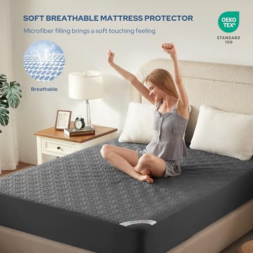 BEDLORE Waterproof Mattress Protector, Queen Size Mattress Pad Noiseless with Deep Pocket 6"-18" Depth, Soft Breathable Dirt-Proof Bed Mattress Cover Washable for Home, Bedroom, Hotel (Gray)
