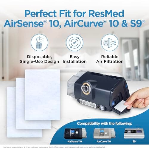 resplabs CPAP Filters for ResMed AirSense 10 and AirCurve 10-60 Pack Disposable Replacement Filters - Also Fits S9 Series - 1+ Year Supply
