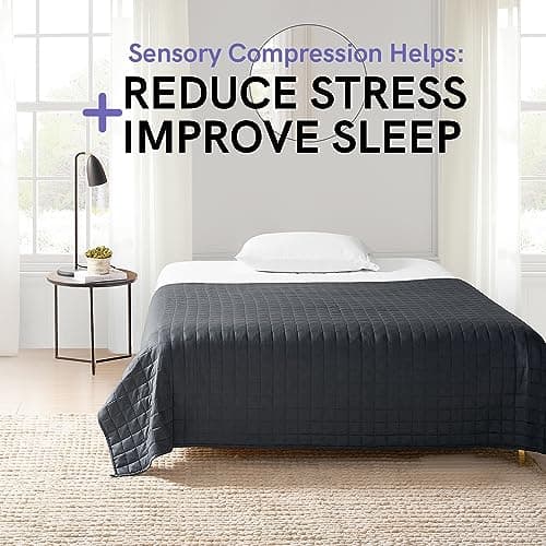 YnM 15lbs Weighted Blanket for Adults, Heavy Bed Throw Blanket with Cooling Glass Beads for All Season Use, Ideal for ~90lbs (48x72 Inches, Twin/Full, Dark Grey)