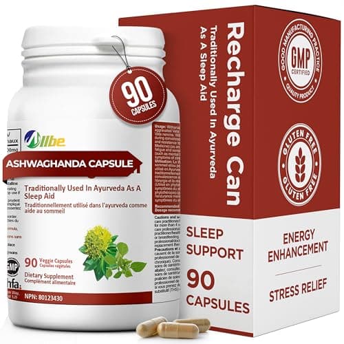 Allbe RechargeCan - Ashwagandha Capsules (200mg) - 90 Count (Pack of 1)