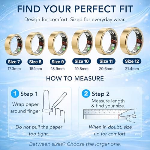 Smart Ring Health & Fitness Tracker for Men & Women – Sleep, Heart Rate & SpO₂ Monitoring, Stress & Activity Tracking, Women’s Health Support, 180+ Sports Modes, IP68 Waterproof, No Subscription Fee