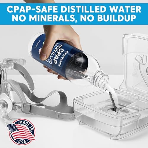 Dura Cleanse Distilled Water for CPAP Machines 6 Pack (20 oz Each) Travel Size Bottles for Resmed, Respironics Machines, Personal Humidifier - Made in USA, BPA-Free, Clean, Multi-Use, Travel-Friendly