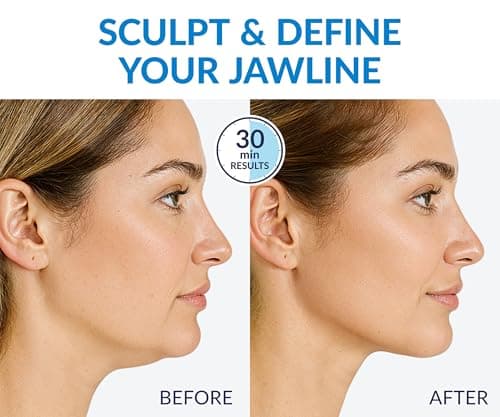 Stylia MaxiLift V-Line Lifting Collagen Face Mask - Double Chin Strap - Jawline Shaper - Neck Firming and Tightening Mask with Hyaluronic Acid & Aloe Vera - Chin Strap for Sleeping (10PC)