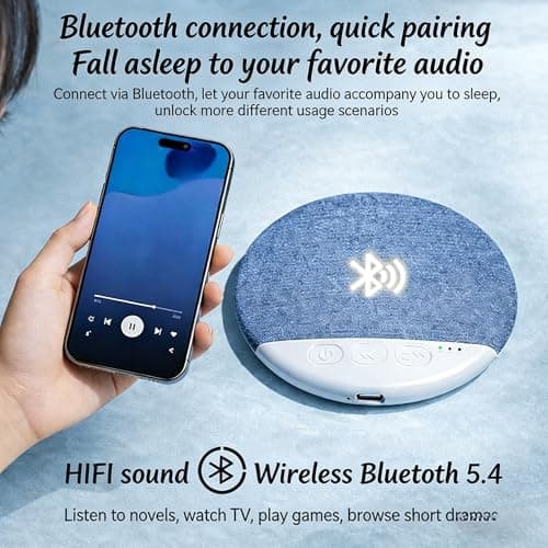 2026 New Bluetooth Pillow Speaker for Sleeping, Ultra-Thin 1.1cm Under Pillow Speaker with White Noise Timer & Bluetooth 5.4, Wireless Sleep Aid with Stereo Bass, Comfortable for Adult Side Sleepers