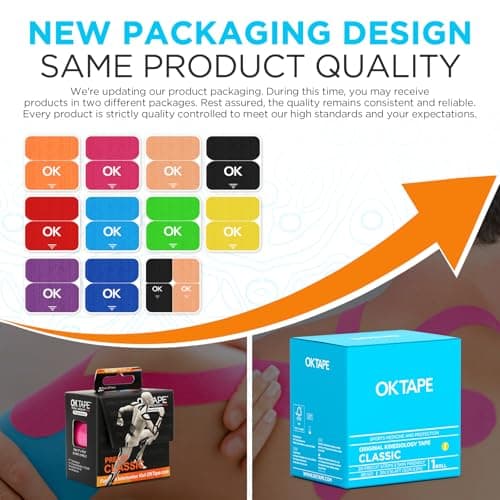 OK TAPE Kinesiology Tape 10 inches Precut, 20 Strips, Cotton Elastic Athletic Tape Latex Free, 2in x 16ft, Black