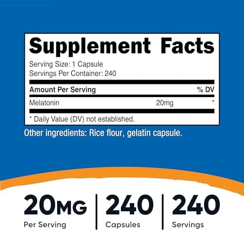 Nutricost Melatonin 20mg, 240 Capsules, Non-GMO & Gluten Free