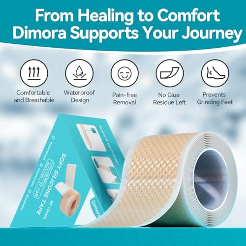 Dimora Silicone Medical Tape - Hypoallergenic First Aid Tapes with Easy Tear Design, Pain-Free Removal Surgical Tapes for Sensitive Skin, No Residue(1.6in x 59 in),1 Roll