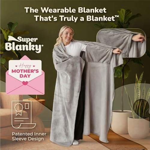 Super Blanky Wearable Blankets for Women - Mothers Day Gift for Her, Adult Comfy Wearable Blanket Men, Gifts for Women, Grandma Mothers Day Gifts Mom, Wife Birthday Gift Ideas - Aspen Gray Blanket