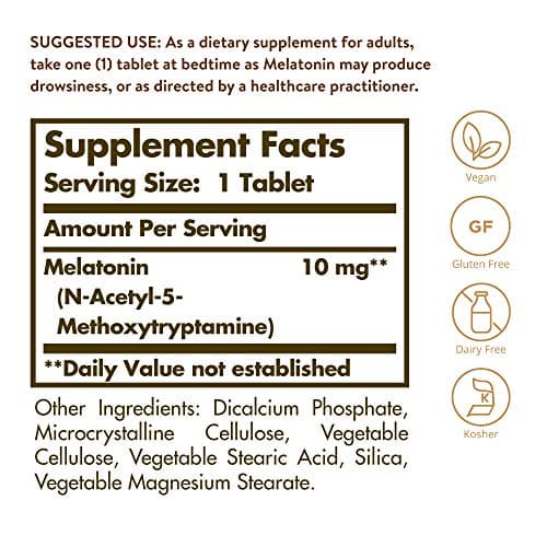 Solgar Melatonin 10 mg Clinically Studied Ingredient, Helps Promote Relaxation & Sleep, Suitable for Vegans, 60 Tablets