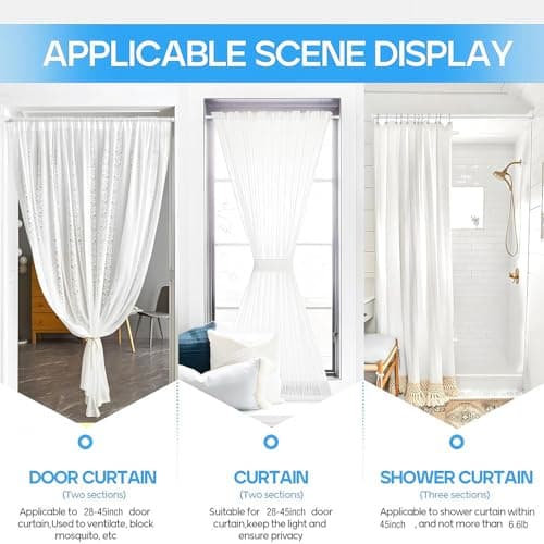 ZipGlo 1 Pack Spring Tension Rods 28-45 Inches, 5/8 Inch Diameter White No Drill Spring Loaded Adjustable Extendable, Small Short Tension Curtain Rod for Windows Kitchen Doorway Closet Cupboard