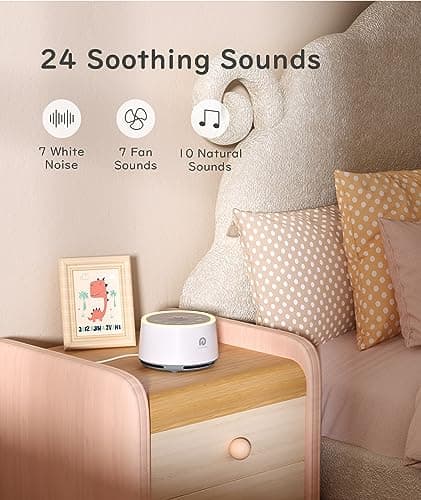 Dreamegg D1 Sound Machine Baby - White Noise Machine for Baby with Night Light, 24 High Fidelity Sounds, Timer & Memory Feature, Noise Machine with Nursery Lamps for Adults, Home, Office (White)