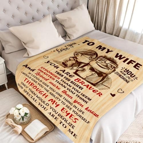 NAIREG Mothers Day Blanket Gifts for Wife from Husband - Wedding Anniversary Romantic Gifts for Women - Wife Birthday Gift Ideas - I Love You Gift for Her - to My Wife Blanket 50"x60"