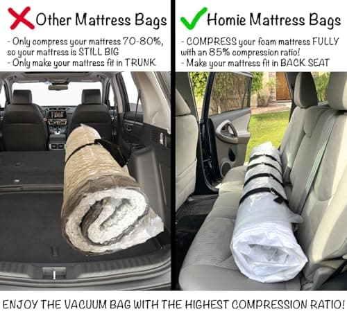 Mattress Vacuum Bag for Moving, Vacuum Seal Mattress Bag for Memory Foam or Inner Spring Mattresses, Compression and Storage for Returns, Leakproof Valve and Double Zip Seal (Queen/Full/Full-XL)