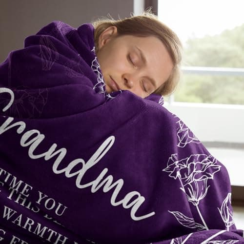 Mothers Day Grandma Gifts, Birthday Gifts for Grandma from Grandkids, to My Grandmother Soft Throw Blanket 50" x 60", Purple
