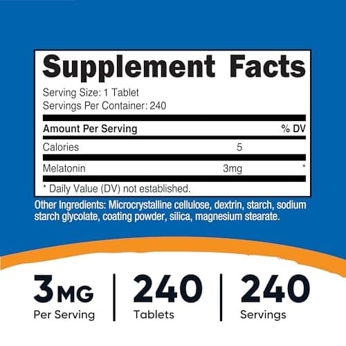 Nutricost Melatonin 3mg, 240 Tablets - 3mg Per Serving, Non-GMO, Gluten Free