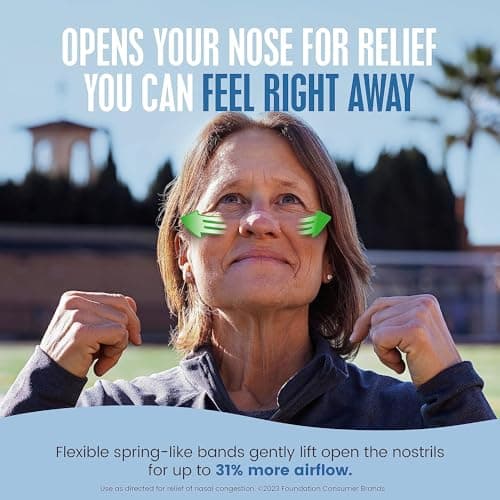 Breathe Right Nasal Strips, Clear Large Nose Strips, Snoring, Nasal Congestion, Deviated Septum, Allergies, 30 Ct (Packaging May Vary)