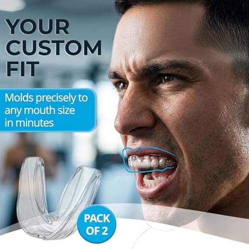 Professional Sport Mouth Guards- 2 Pack - No BPA - Safe Clear Color - No Color Additive - Athletic Teeth Mouth Guards - Fit Any Mouth Size - Custom Fit - Free Carrying case Included