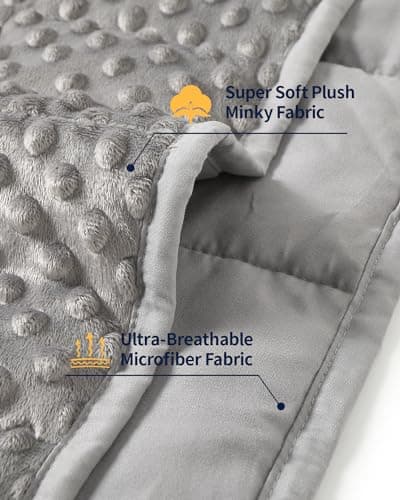 Mr. Sandman Weighted Blanket for Adults Queen Size 15 lbs, Soft Cooling Heavy Minky Blanket for Sleep, Washable Throw Blanket with Glass Beads, 60 x 80 Inches, Grey