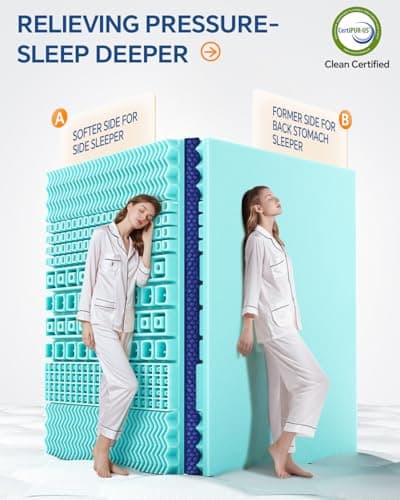 BEDELITE King Mattress Topper Dual Layer 4 Inch Memory Foam Mattress Topper, 2 Inch Pilow Top Mattress Pad and 2 Inch Gel Foam Mattress for Pressure Relief, with Deep Pockets Up to 6"-24"