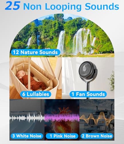 Sound Machine Alarm Clock for Sleep: Digital Alarm Clocks for Bedrooms, 25 Soothing Sounds, 7 Gentle Wake-up Sounds, 16 Adjustable Volume & Timer, Memory Function (Gray)
