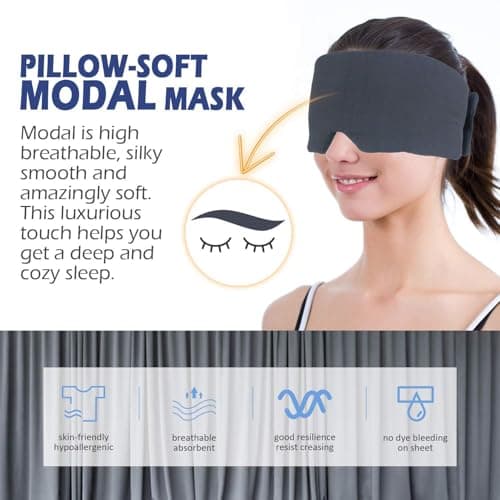 Mavogel Full Coverage Sleep Mask for Sleeping, Light Blocking Eye Mask with Adjustable Closure, Ultra Soft Breathable Modal Eye Cover for Women Men, Pressure-Free for Travel, Nap & Shift Work