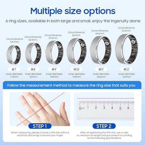 prxxhri Smart Health Ring, Featuring Stress and Sleep Monitoring Functions, Compatible with iOS and Android,Waterproof Fitness Tracker for Women & Men, No Subscription Fee. (Rose Gold, 8)