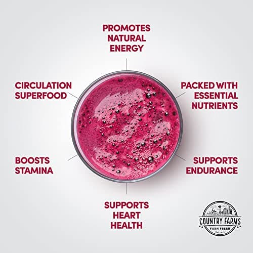 Country Farms Bountiful Beets, Wholefood Beet Extract Superfood, Helps Support Healthy Circulation and Promote Energy, Nitric Oxide Boost, Cherry Flavor, 30 Servings