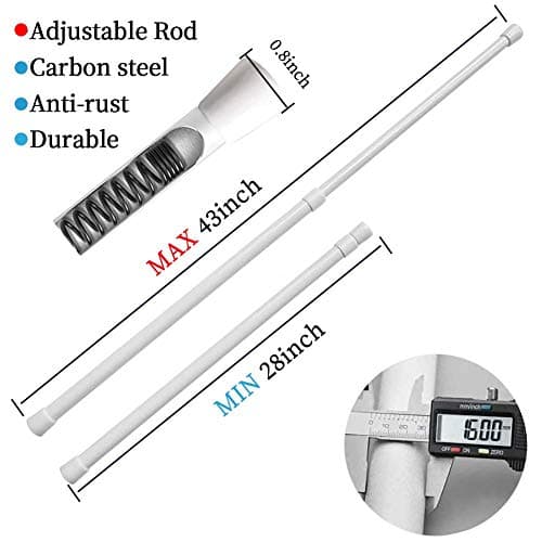 AIJIEGUANG Spring Tension Curtain Rods 28-43in Spring Load Adjustable Expandables Heavy Duty Steel Small Short Tension Curtain Rod for Windows,Kitchen,Doorway,Bathroom,Cupboard Bars