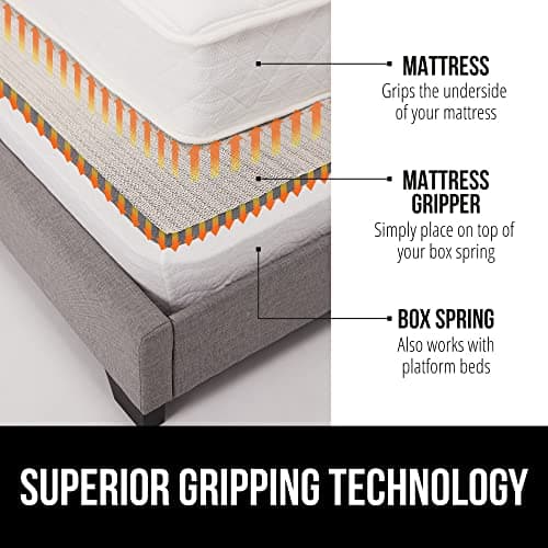GORILLA GRIP Non Slip Mattress Gripper, Prevents Mattresses from Sliding and Holds Bed in Place, Pad Grips Beds, Sofa, Couch, Chair Cushions and Helps Keep Topper from Slipping, Easy Trim Pads, Queen