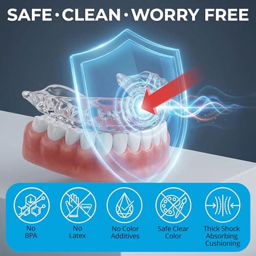 Professional Sport Mouth Guards- 2 Pack - No BPA - Safe Clear Color - No Color Additive - Athletic Teeth Mouth Guards - Fit Any Mouth Size - Custom Fit - Free Carrying case Included