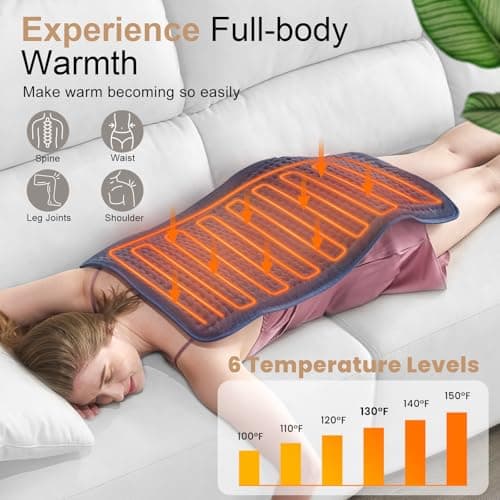 VAAGHANM Heating Pad: 33 x 17 inches Electric Heating Pad for Back -Extra Large Heat Pad for Shoulder/Neck/Knee/Arms - Upgraded 6 Timer & 6 Temperature Controller -Auto Shut Off- Gift for Mom