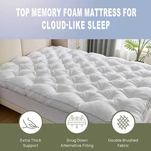 SHOUREN 5 Inch Memory Foam Mattress Topper Queen for Back Pain Relief, Extra Thick Gel Memory Foam Bed Topper, Soft Fluffy Supportive Pressure Relief Mattress Pad, 80"x60"