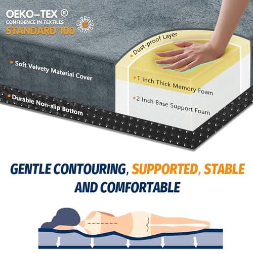 CYMULA CertiPUR-US Memory Foam Camping Mattress Pad, Portable Foam Sleeping Pad for Camping, Roll up Sleeping Mat for Adults Floor Mattress Guest Floor Bed for Sleepover, Car, Tent SUV Cot Mattress